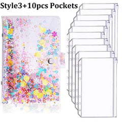 Chrysanthemum Quicksand Loose Leaf Binder & 10 Zipper Bags