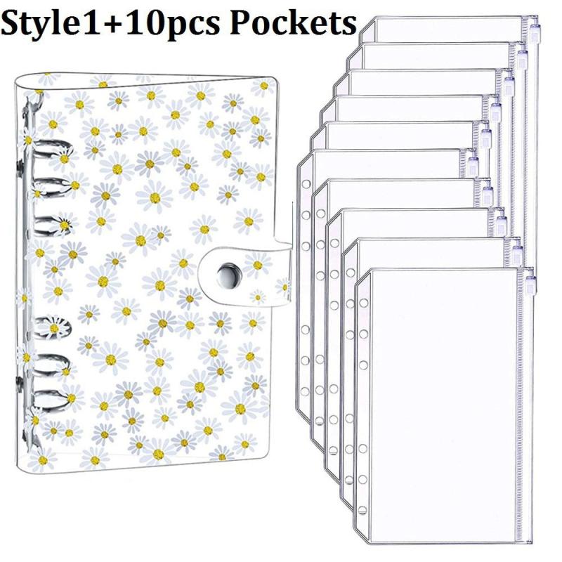 Chrysanthemum Quicksand Loose Leaf Binder & 10 Zipper Bags