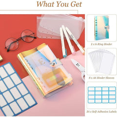Chrysanthemum Quicksand Loose Leaf Binder & 10 Zipper Bags
