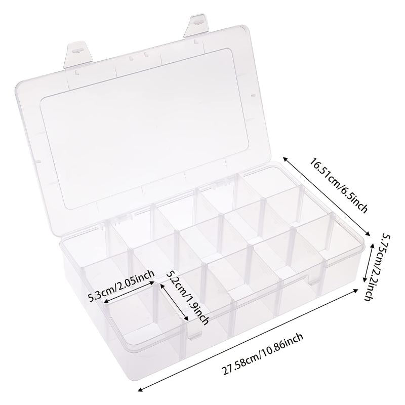 Clear Plastic Organizer Box with Dividers for Jewelry Craft Storage