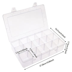 Clear Plastic Organizer Box with Dividers for Jewelry Craft Storage