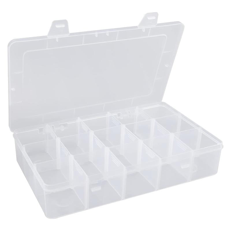 Clear Plastic Organizer Box with Dividers for Jewelry Craft Storage