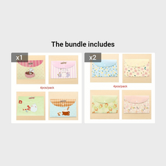 4pcs A4 File Bag Cartoon Animal Floral PVC Folder