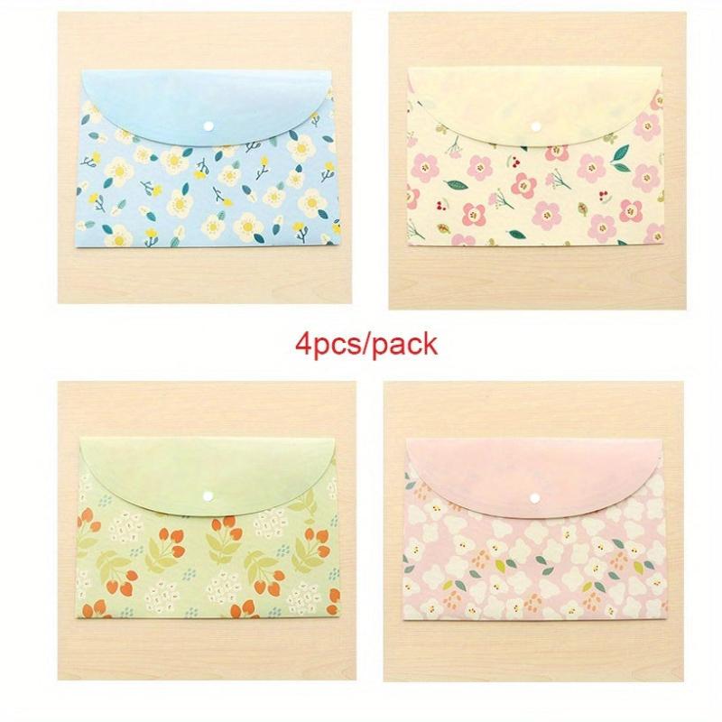 4pcs A4 File Bag Cartoon Animal Floral PVC Folder