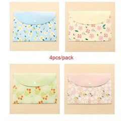 4pcs A4 File Bag Cartoon Animal Floral PVC Folder