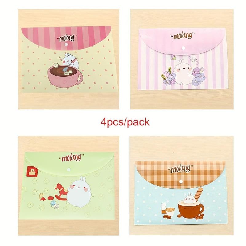 4pcs A4 File Bag Cartoon Animal Floral PVC Folder