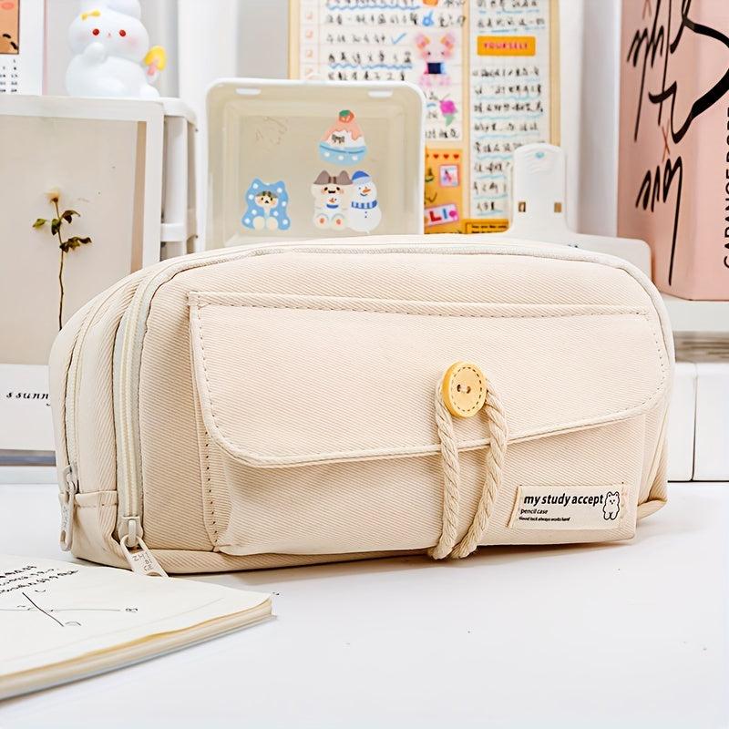 Canvas Pencil Case Large Capacity - Student Supplies DIY Cosmetics