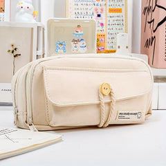 Canvas Pencil Case Large Capacity - Student Supplies DIY Cosmetics