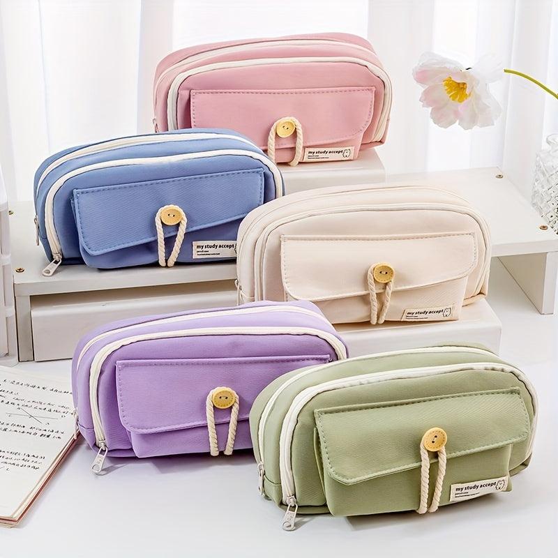 Canvas Pencil Case Large Capacity - Student Supplies DIY Cosmetics