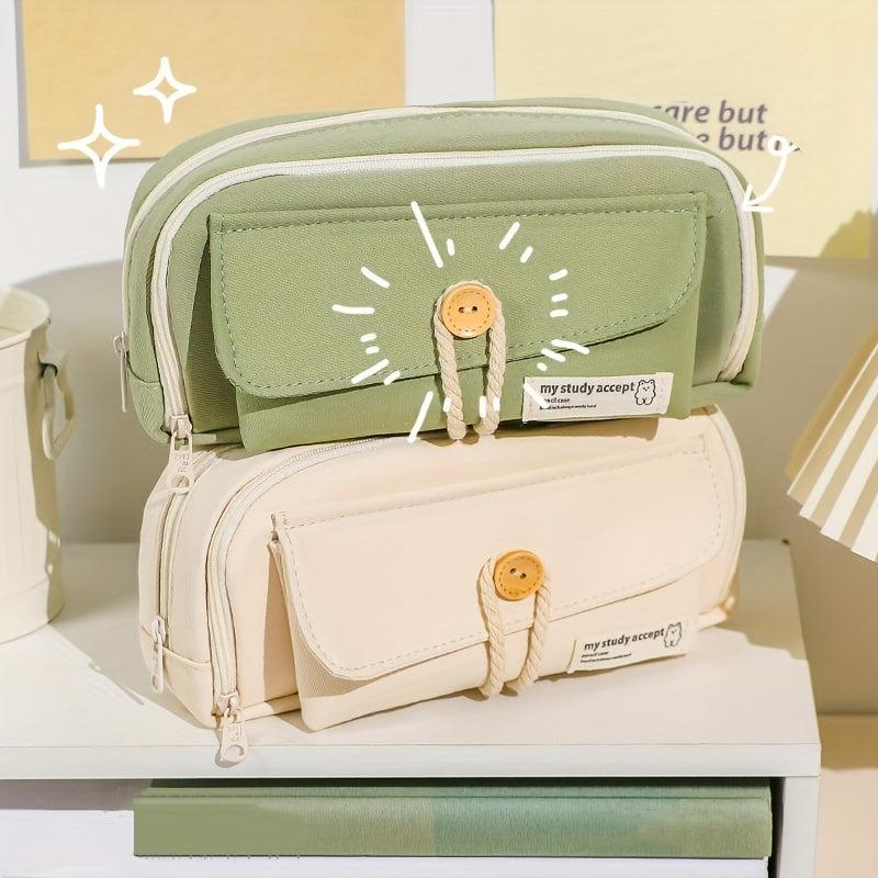Canvas Pencil Case Large Capacity - Student Supplies DIY Cosmetics