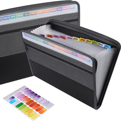 Accordion File Folder 13 Pocket with Zipper Closure, Front Pocket, Letter Size