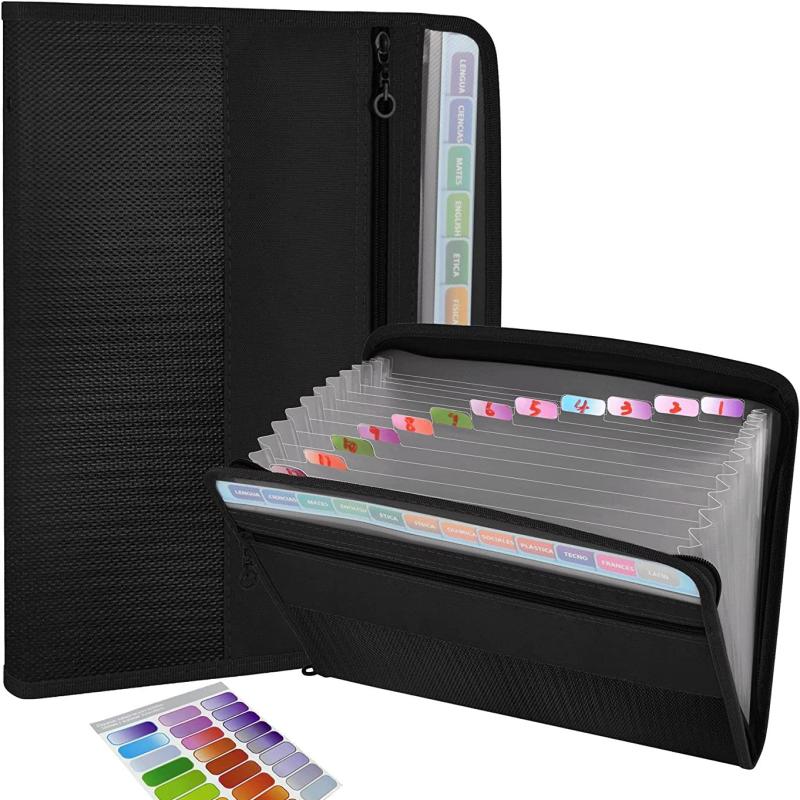 Accordion File Folder 13 Pocket with Zipper Closure, Front Pocket, Letter Size