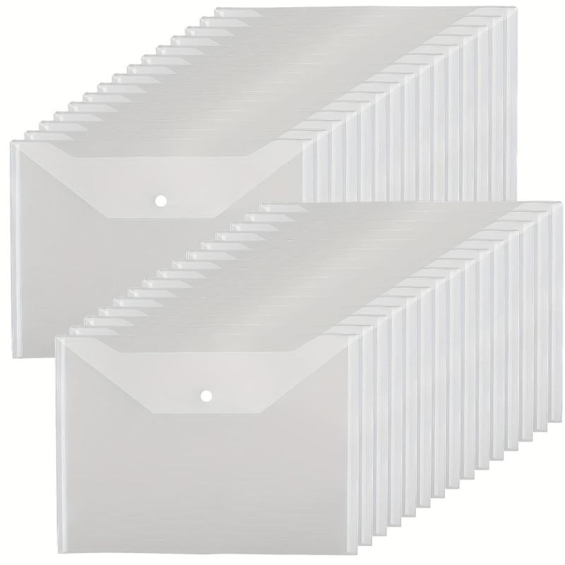 20pcs Plastic Envelopes Snap Closure School Office Supplies
