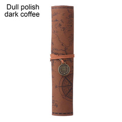 Retro Treasure Map Pencil Case PU Leather Big Capacity Pen Bag