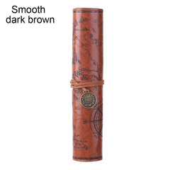 Retro Treasure Map Pencil Case PU Leather Big Capacity Pen Bag