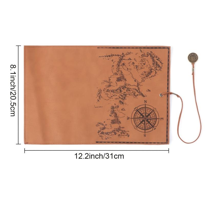 Retro Treasure Map Pencil Case PU Leather Big Capacity Pen Bag