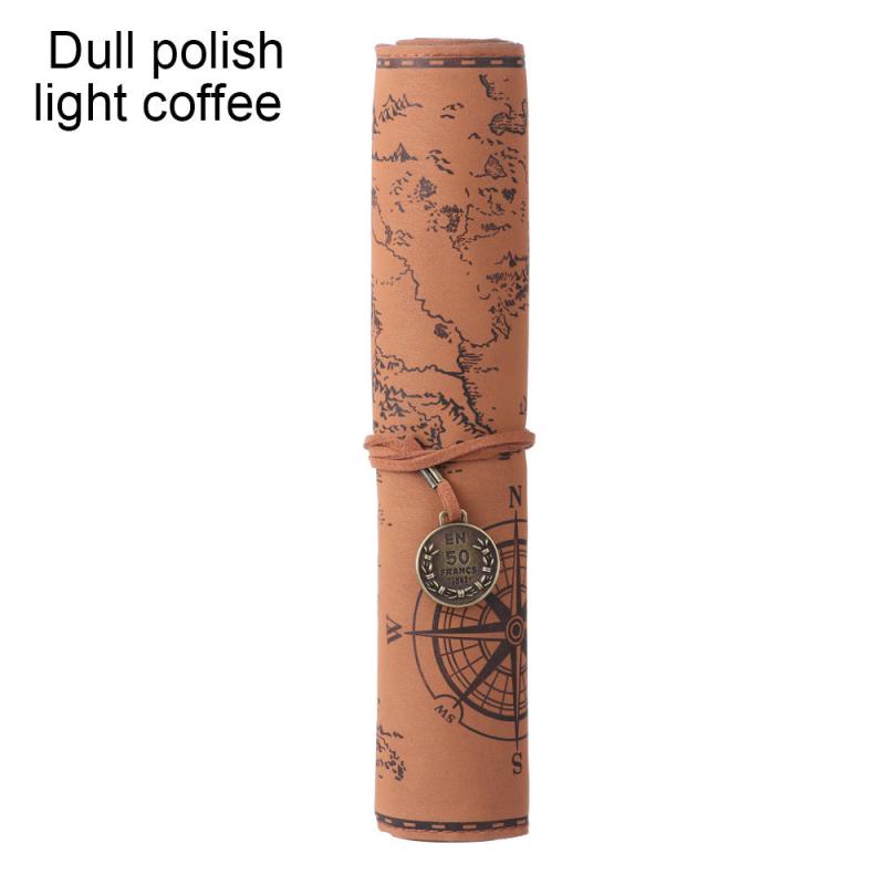 Retro Treasure Map Pencil Case PU Leather Big Capacity Pen Bag