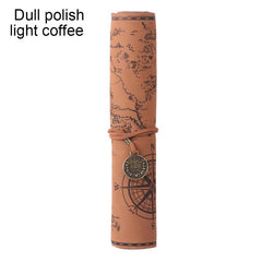 Retro Treasure Map Pencil Case PU Leather Big Capacity Pen Bag