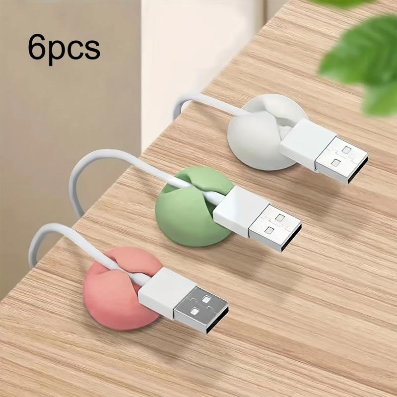 6pcs Data Cable Fixed Organizer Self-adhesive Cable Organizer