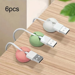 6pcs Data Cable Fixed Organizer Self-adhesive Cable Organizer