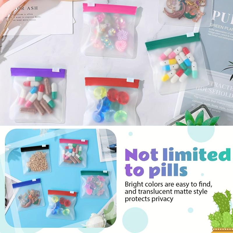 7pcs Reusable Pill Pouch Bags Zippered Pill Pouch Set