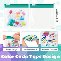 7pcs Reusable Pill Pouch Bags Zippered Pill Pouch Set
