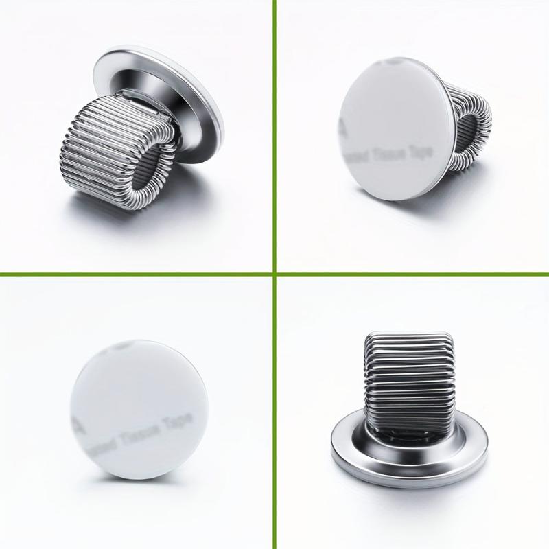 5pcs Silvery Pen Holder Clips Manganese Steel Self Adhesive Organizer