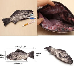 Crucian Pencil Bag Zipper Case Salt Fish Shaped Funny Handbag