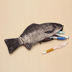 Crucian Pencil Bag Zipper Case Salt Fish Shaped Funny Handbag