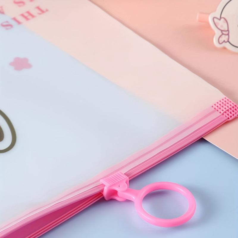 Set Of 4 Cartoon Rabbit Frosted Waterproof Pull Ring Storage Bag