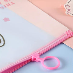 Set Of 4 Cartoon Rabbit Frosted Waterproof Pull Ring Storage Bag