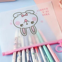 Set Of 4 Cartoon Rabbit Frosted Waterproof Pull Ring Storage Bag
