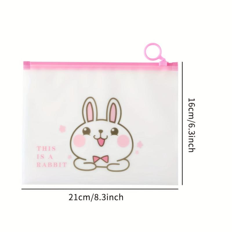 Set Of 4 Cartoon Rabbit Frosted Waterproof Pull Ring Storage Bag