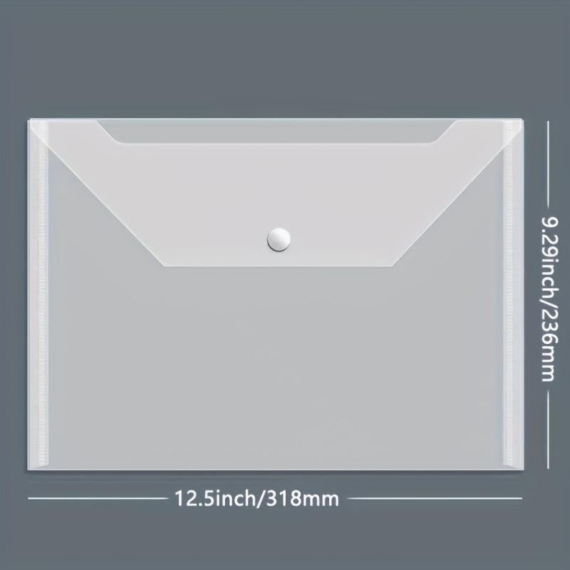 10pcs A4 Transparent Plastic Envelope File Bags for Office Storage