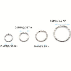 Metal Binder Rings 6-10Pcs 15-45mm Silver for Keychain Albums