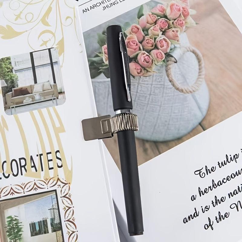 3 Holes Portable Metal Pen Insert Journal Fixed Spring Pen Clip
