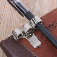 3 Holes Portable Metal Pen Insert Journal Fixed Spring Pen Clip