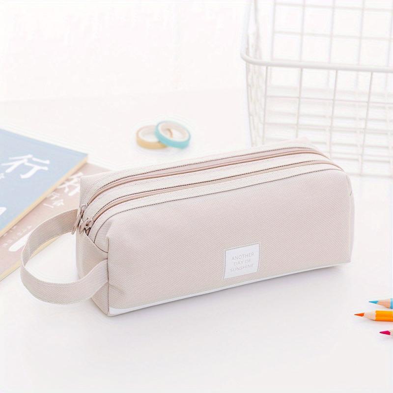 Large Capacity Portable Pencil Bag Double Layer Double Zipper Stationery Bag