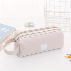 Large Capacity Portable Pencil Bag Double Layer Double Zipper Stationery Bag