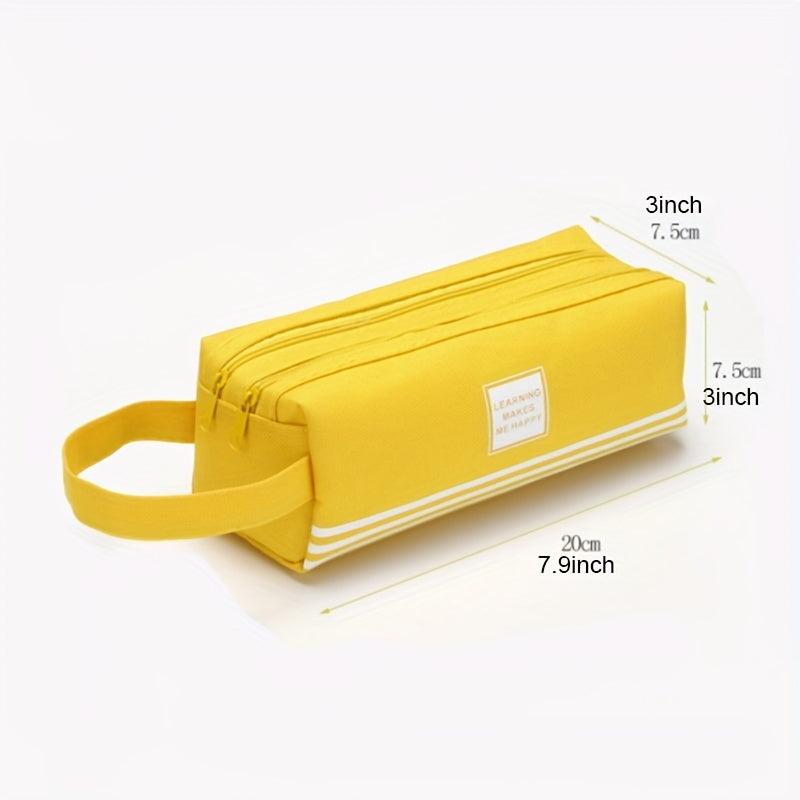Large Capacity Portable Pencil Bag Double Layer Double Zipper Stationery Bag