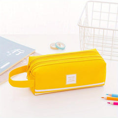 Large Capacity Portable Pencil Bag Double Layer Double Zipper Stationery Bag