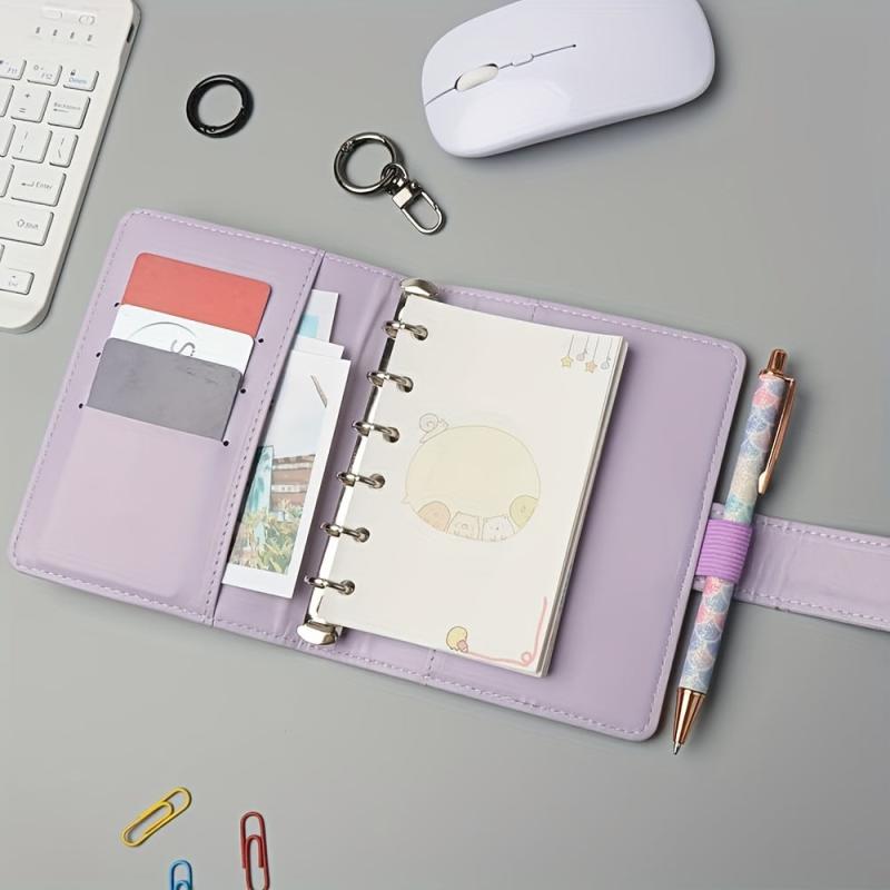 Stylish A6 Macaron Binder Notebook Cover Soft Leather Memo Pad Binder