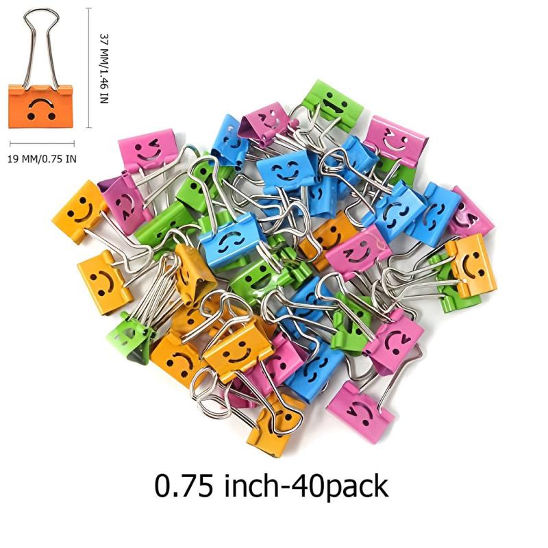 48pcs Colorful Little Happy Face Metal Paper Clips for Office School Home