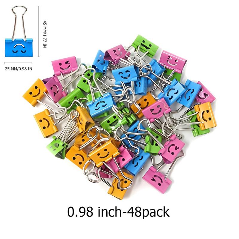 48pcs Colorful Little Happy Face Metal Paper Clips for Office School Home