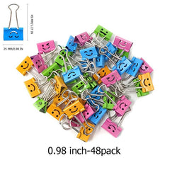48pcs Colorful Little Happy Face Metal Paper Clips for Office School Home