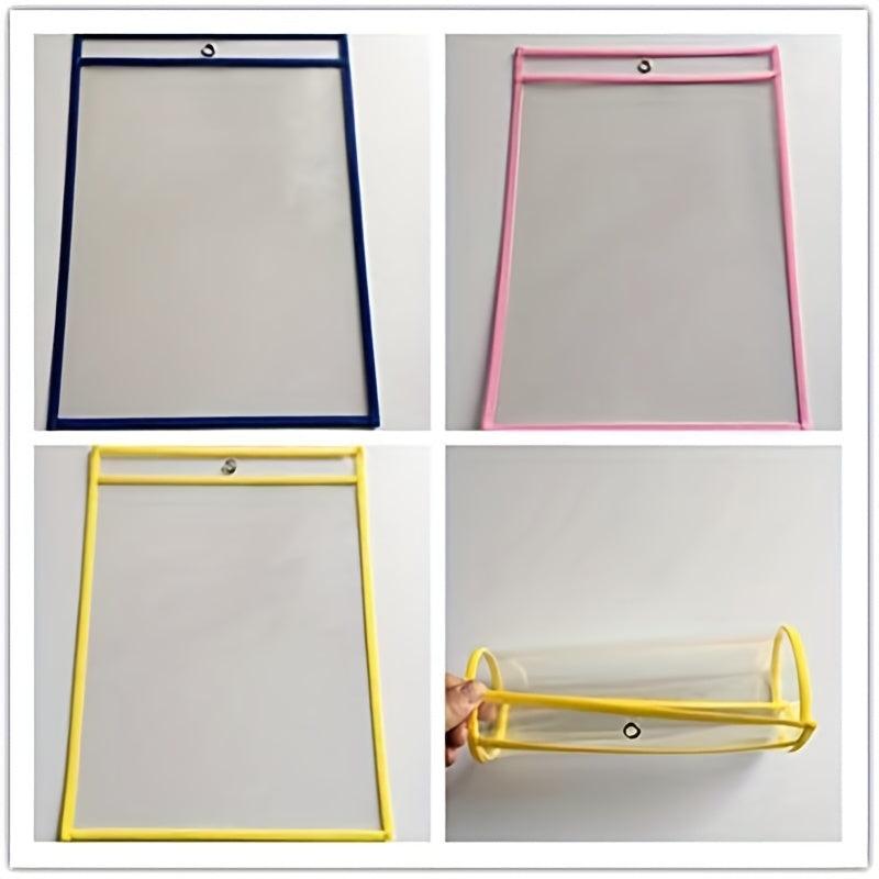 10 Dry Erase Pockets Multicolored Sheets Clear Plastic Reusable Sleeves