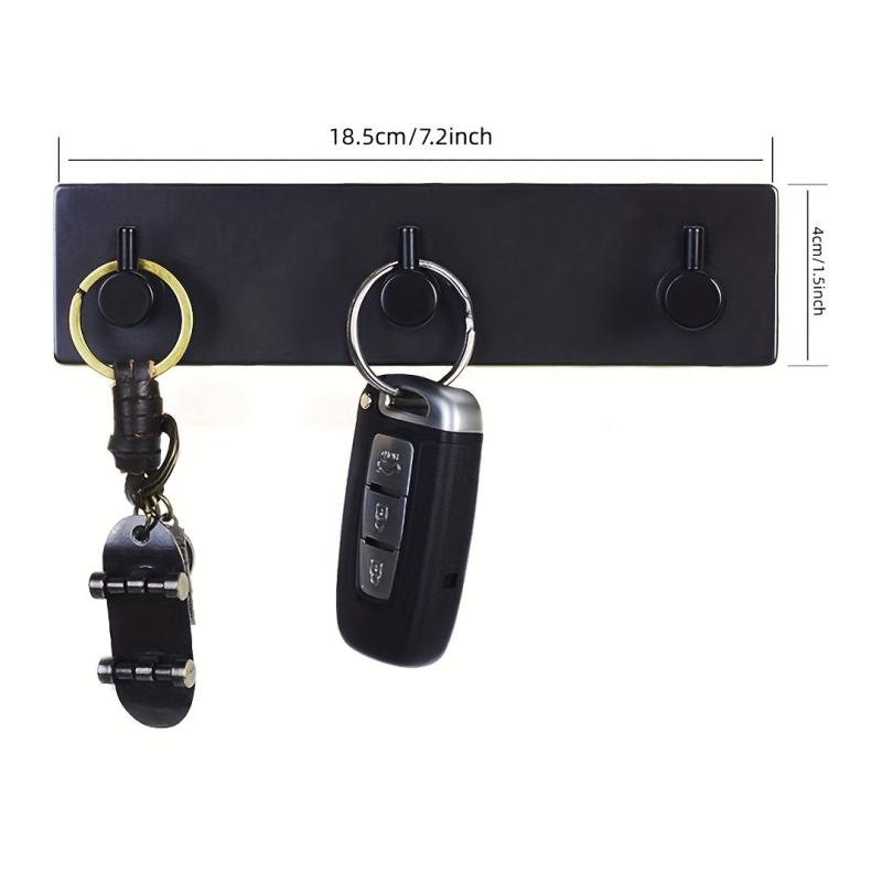 3-Hook Self-Adhesive Wall Key Chain Holder No Damage Entrance Key Hook
