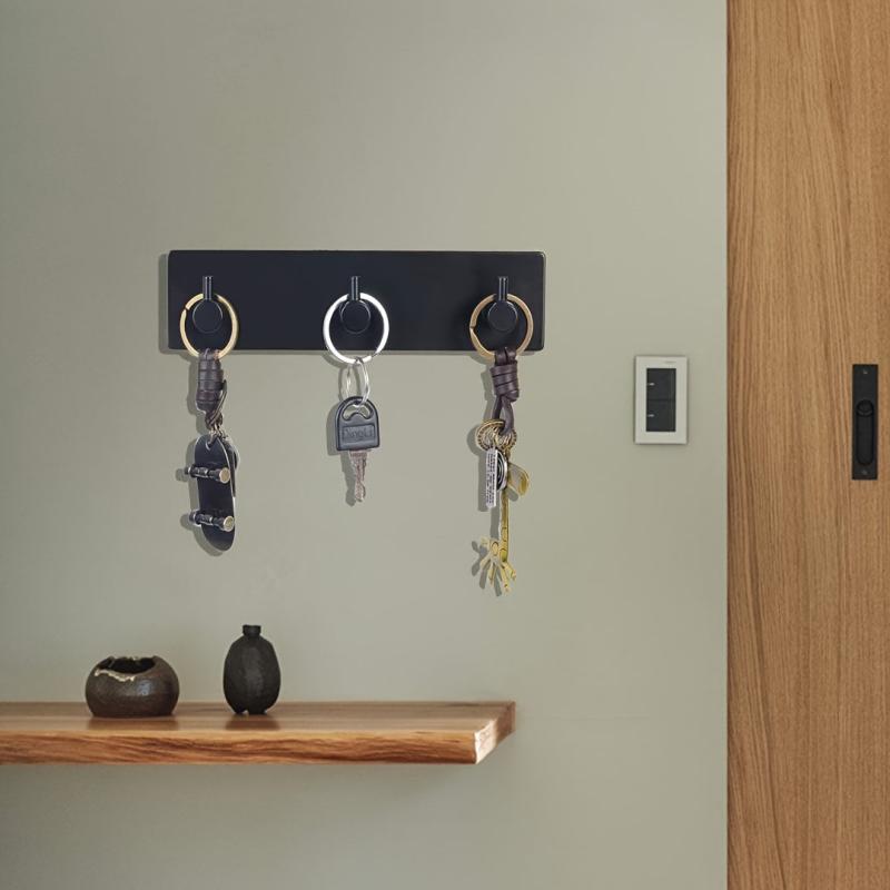 3-Hook Self-Adhesive Wall Key Chain Holder No Damage Entrance Key Hook
