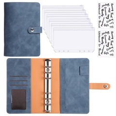 Soft Leather Finance Binder Set w/ 6 Zipper Bags, 12 Budget Cards & 8 Stickers