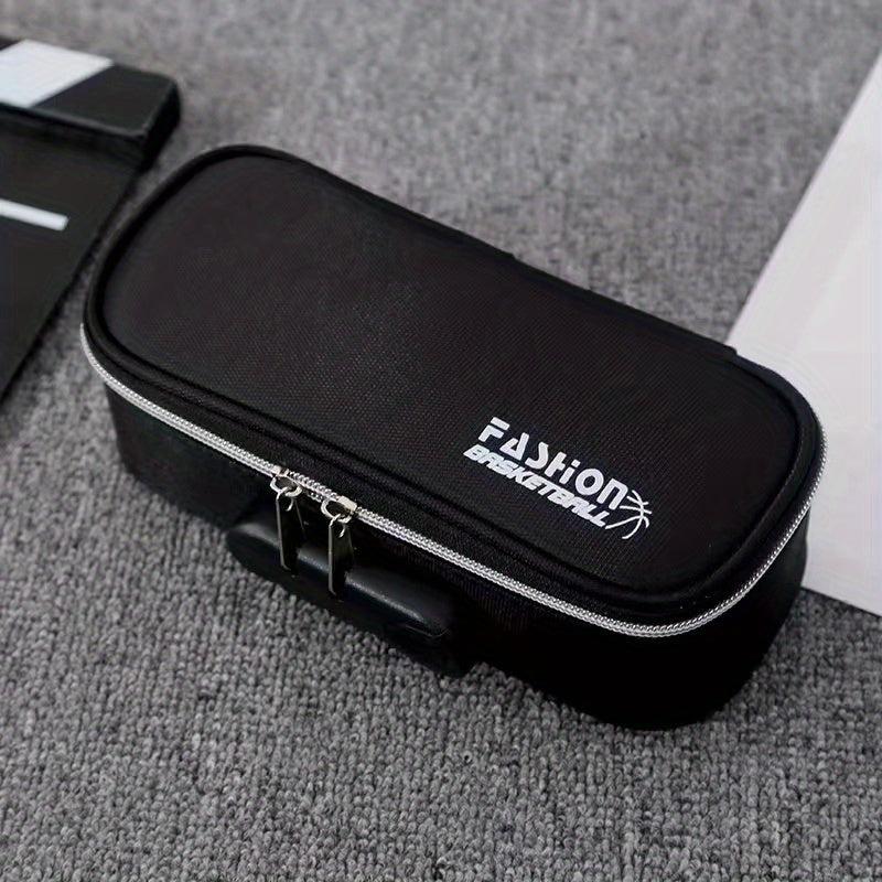 Portable Lock Pencil Case Canvas Stationery Box Large Capacity Storage Box
